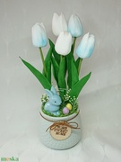 5 szálas élethű tulipán csokor Home Sweet Home kaspóban akciós termékkép 1