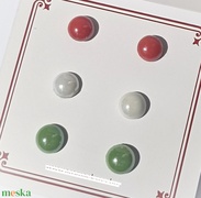 Tricolor - 3 pár porcelán pötty - nemesacél fülbevaló - Ajándék lányoknak, nőknek születésnapra névnapra akciós termékkép 1