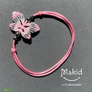 Pink-ezüst makramé lepke karkötő akciós termékkép 1