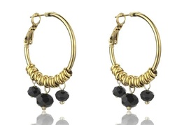 Marc Malone Aranyozott karika fülbevaló Zoey Black Earrings MCE23010G akciós termékkép 1