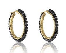 Marc Malone Elegáns aranyozott karika fülbevaló Elena Black Earrings MCE23028G akciós termékkép 1