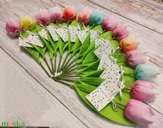 Nőnapi festett textil tulipán kísérő kártyával 14 db/cs örökcsokor, vegyes szín akciós termékkép 1