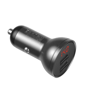 BASEUS DIGITÁLIS KIJELZŐ Autós töltő 2X USB fekete akciós termékkép 1