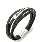 Troli Fekete bőr karkötő Leather VSB003SB-PET akciós termékkép 1
