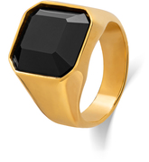 Troli Masszív aranyozott gyűrű fekete kristállyal 57 mm akciós termékkép 1