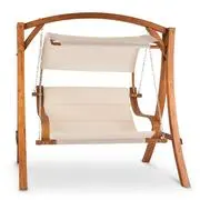 Blumfeldt MAUI, Hintaágy, vörösfenyő, 110 CM, 2 személyes, napellenző, poliészter akciós termékkép 1