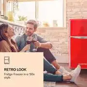 Klarstein Monroe Black, kombinált hűtőszekrény, 61/24 liter, F energiahatékonysági osztály, Retrolook, piros termék 2. képe