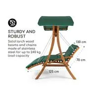 Blumfeldt Aruba, hinta, kerti hinta, masszív fa, 130 cm, 2 személyes termék 2. képe