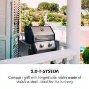Klarstein Lucifer 3, gázgrill, 3 x 3,6 kW-os égő, 60 x 45 cm-es grill, rozsdamentes acél, mozgatható termék 2. képe