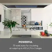Klarstein High Line, mennyezeti páraelszívó, 90 cm, 410 m³/ó, 75 W, 3 fokozat, távirányító, fekete termék 2. képe