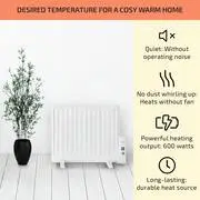 OneConcept Wallander, olajradiátor, 600 W, termosztát, olajfűtés, lapos design, fehér termék 2. képe
