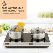 Klarstein MisterCook Duo, infravörös főzőlap, 3000 W, 90-650 ° C, kikapcsolás időzítő, ezüst termék 2. képe