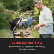Klarstein Queensize, kamado grill, hőmérő, levehető oldalsó részek, fekete termék 2. képe