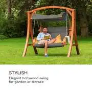 Blumfeldt Maui, hollywoodska hintaágy, 110 cm, 2 hely, masszív fa, poliészter, sötét szürke termék 2. képe
