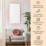 Klarstein Wonderwall Air 60, infravörös hősugárzó, 101 x 60 cm, 600 W, falra szerelhető, távirányító, fehér termék 2. képe