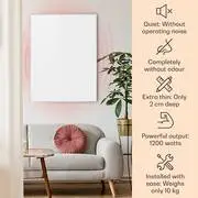 Klarstein Wonderwall Air 120, infravörös hősugárzó, 100 x 120 cm, 1200 W, falra szerelhető, távirányító, fehér termék 2. képe