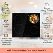 Klarstein Virtuosa EcoAdapt, indukciós főzőlap, 7200 W, 4 zóna, üveg, fekete termék 2. képe