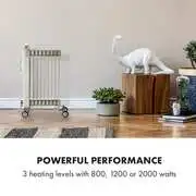 Klarstein Thermaxx Retroheat, olajradiátor, 2000 W, kerekek, szürkésbarna (taupe) termék 2. képe