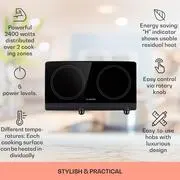 Klarstein Cookbuddy, főzőlap, 2400 W, 2 főzőlap, 5 teljesítményszint, üvegkerámia termék 2. képe