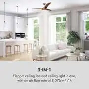 Klarstein Monteverde, mennyezeti ventilátor, mennyezeti lámpa, 52", 8376  m³ /ó, 3 lapát termék 2. képe