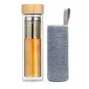 Klarstein Teásüveg, kupakkal és szűrővel, 500 ml, dupla üveg, bambusz fedél akciós termékkép 1