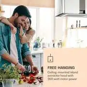 Klarstein Futurelight Smart, sziget páraelszívó, recirkuláció, 420 m³/ó, LED, nemesacél termék 2. képe