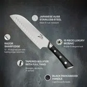 Zelite Infinity by Klarstein Razor-Edge, 7" santoku kés, 59 HRC, rozsdamentes acél termék 2. képe