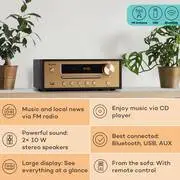 Auna Berklee, HiFi sztereó rendszer, Bluetooth, sztereó hangszórók, UWK, MP3, USB, Line-In termék 2. képe