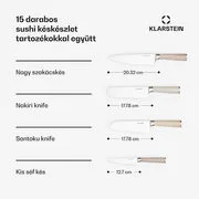 Klarstein Shibui sushi késkészlet, 15 darab, 4 kés praktikus tartozékkal termék 2. képe