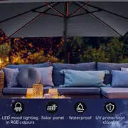 Blumfeldt Arles, napernyő, 300 x 300 cm, poliészter, UV50+, vízlepergető, LED világítással termék 2. képe