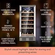 Klarstein Vinovilla 29 Built-In, beépíthető borhűtő, 81 liter, 29 palack, 1 zóna, üvegajtó, rozsdamentes acél termék 2. képe