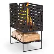 Blumfeldt Krakatoa, tűzrakóhely, tömör acél, fa tárolórekesz, lézer-vágott design akciós termékkép 1