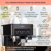 Klarstein Arabica Comfort, kávégép portaszűrővel, 1350 W, 20 bar, 1,8 l, érintőképernyő termék 2. képe