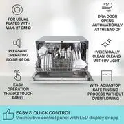 Klarstein Havasia UV 6 Luminance, mosogatógép, UV-fény, 1380 W, üvegfront, szabadonálló termék 2. képe