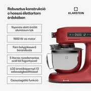 Klarstein Chiara konyhai robotgép, 1600 W, 12 beállítás, rozsdamentes acél tál, LCD kijelző, Tartozékokkal együtt termék 2. képe