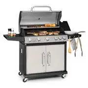 Klarstein Tomahawk, gázgrill, 5 x 3,6 kW-os + 2,7 kW-os égő, 80 x 43,5 cm-es rozsdamentes acél grillsütő akciós termékkép 1