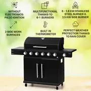 Klarstein Valdosta 6.1, gázgrill, 6+1 égő, összteljesítmény 19,3 kW termék 2. képe