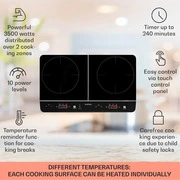 Klarstein VariCook Neo, indukciós főzőlap, 3500 W, 2 zóna, SenseControl, üvegkerámia termék 2. képe