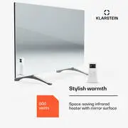 Klarstein Marvel Mirror 600, infravörös melegítő, 600 W, heti időzítő, tükör termék 2. képe