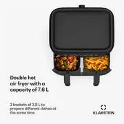 Klarstein VitaFry Duo, forrólevegős fritőz, 2850 W, 7,6 l, 2 főzőzóna, 6 program termék 2. képe