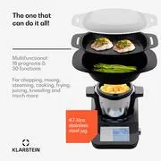 Klarstein Aria Grande Smart, konyhai robotgép, 1700 W, 4,7 l, alkalmazásvezérlés, gőzölő tartozék, 7' TFT kijelző termék 2. képe