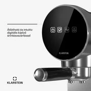 Klarstein Furore, eszpresszógép, 1380 W, 20 bar, digitális kijelző, 2 csésze, kompakt, rozsdamentes acél termék 2. képe