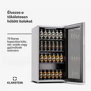 Klarstein Beersafe 74 Slim, hűtőszekrény, 74 liter, 3 polc, panorámás üvegajtó termék 2. képe