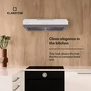 Klarstein Contempo 60, páraelszívó, 60 cm, szekrény alatti, 200 m³/ó, LED, akril, rozsdamentes acél termék 2. képe