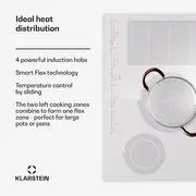 Klarstein Masterzone 77 Hibrid, indukciós főzőlap, max. 7200 W, beépített, 4 Flex zóna, ThermoBoost technológia, Smart Flex termék 2. képe