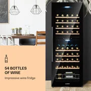 Klarstein Barossa 54 Duo, borhűtő, 148 liter,2 zóna, 54 palack, érintőképernyő termék 2. képe