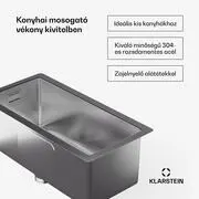 Klarstein TitanSteel Konyhai mosogató 45 x 23 cm (H x Sz) rozsda-, karc-, és hőálló felülettel termék 2. képe