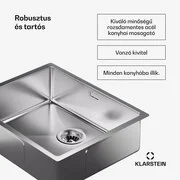 Klarstein TitanSteel Konyhai mosogató 45 x 55 cm (H x Sz) rozsda-, karc-, és hőálló felülettel termék 2. képe
