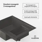 Klarstein TitanSteel konyhai mosogató, 61 x 50 cm, 2 mosogató, rozsdamentes acél, tűzálló termék 2. képe