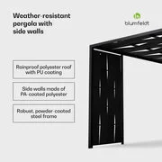 Blumfeldt Shade Cove, textil pergola, 3 x 3 m, oldalfalak, porszórtan bevonva, időjárásálló termék 2. képe
